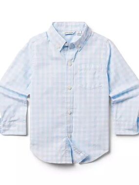 Janie and Jack Light Blue Gingham Button-Down Shirt